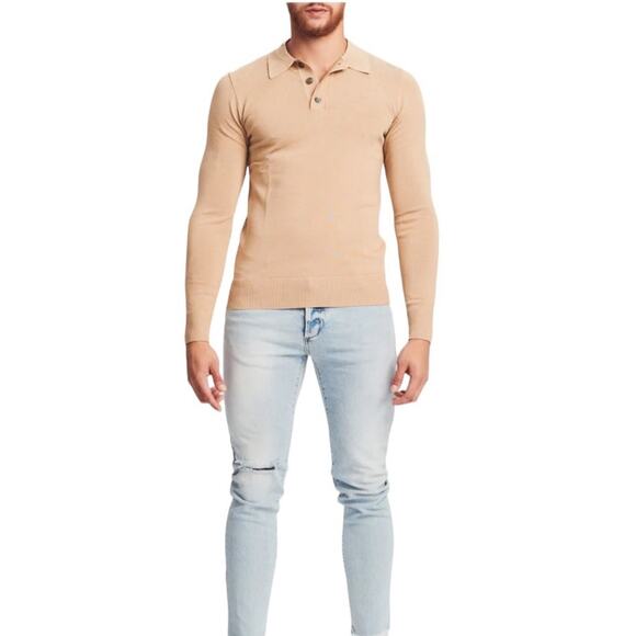 Ser.O.Ya Men's NEW Size XL Beige Long Sleeve Collared Tico Polo Shirt NWT - Picture 2 of 7